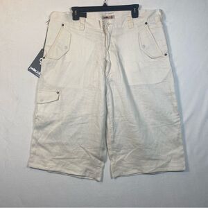 Pelle Pelle Icon Marc Buchanan New With Tags 100% Linen Cream Shorts Size 38